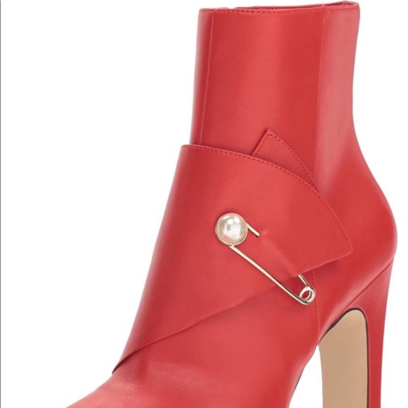 Nine West Shoes - NINE WEST QUITIT RED LEATHER ANKLE BOOT PUNK 10